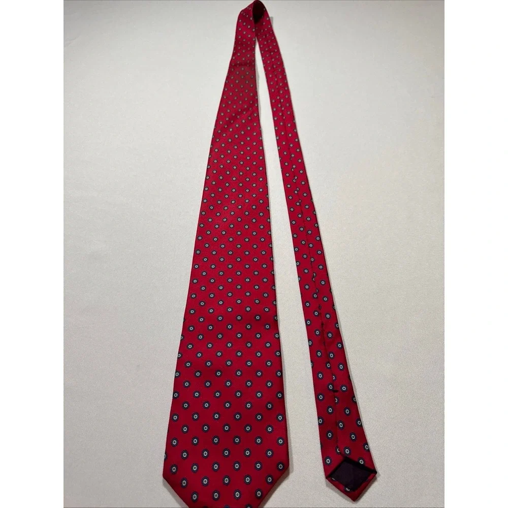 VTG Bert Pulitzer Bloomingdale's Tie Men's Red NB Geometric 100% Silk 58